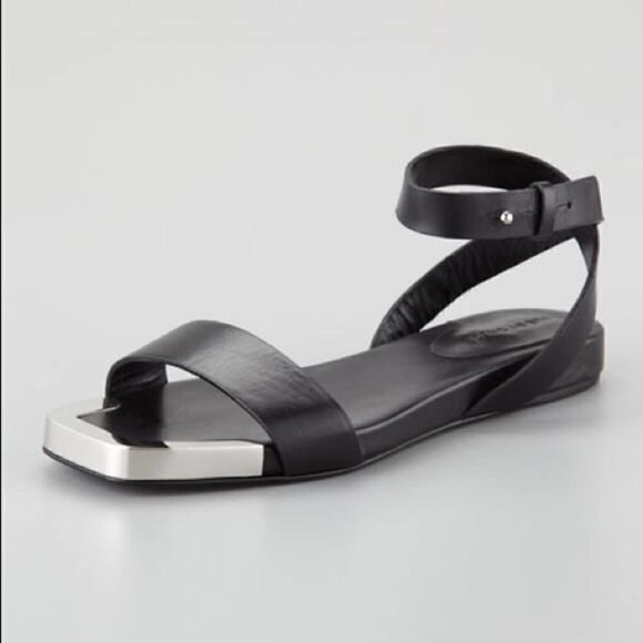 See By Chloe Metal-Toe Flat Leather Sandal Black - Picture 1 of 9